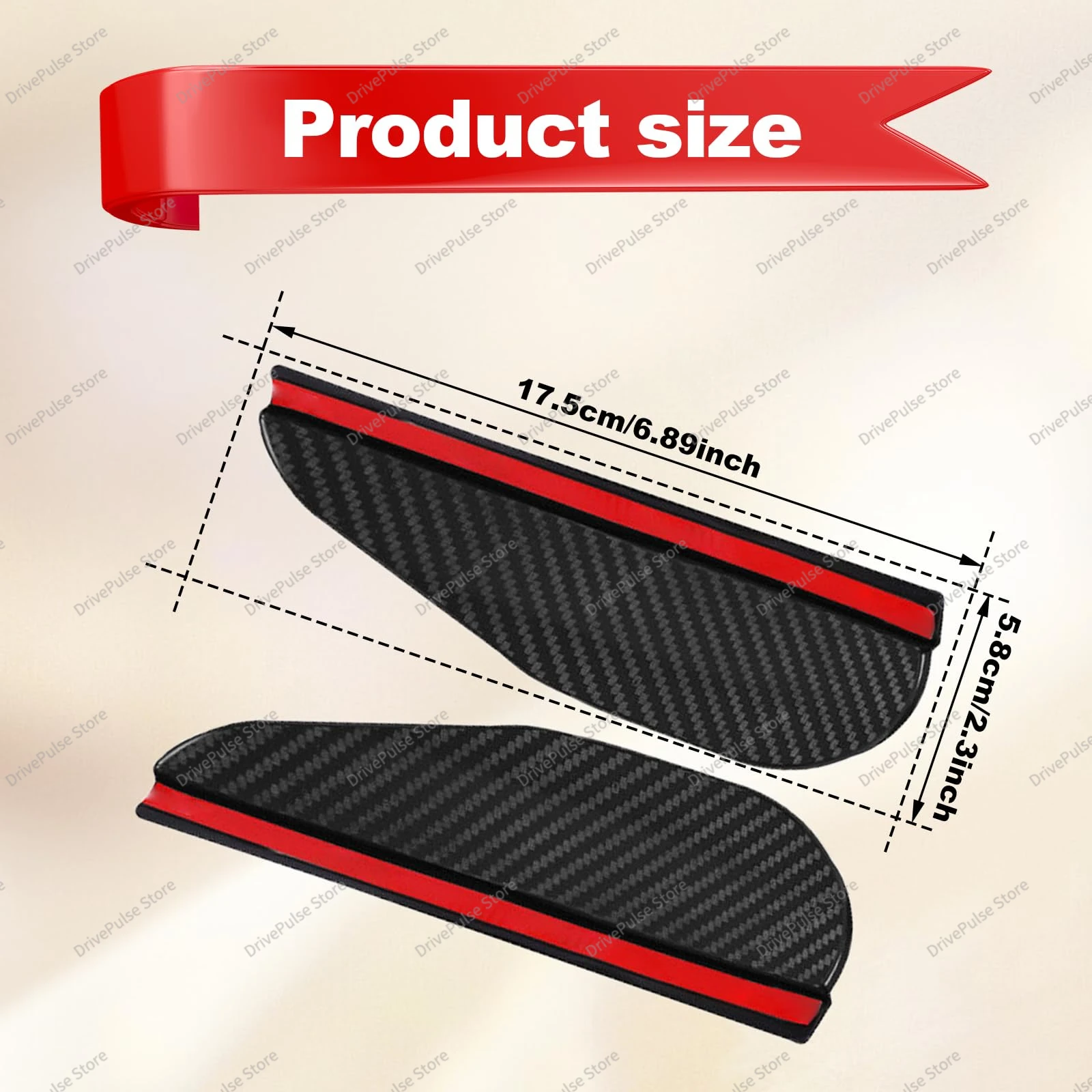 2PC Carbon Fiber Mirror Rain Guards & Sun Shades-Anti-Glare Visors for Clear Vision, Car Accessories