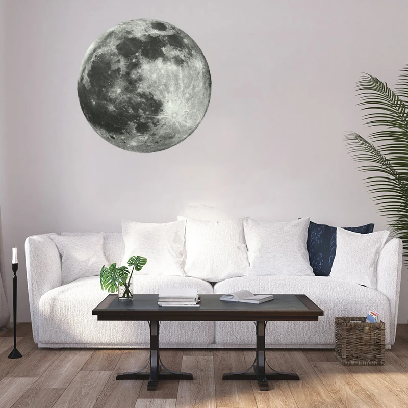 3D Luminous Moon Wall Sticker Wall Adhesive Wallpaper Earth Wallpaper Ornament Aesthetic Room Decor Kids Room Decals Wall Decor