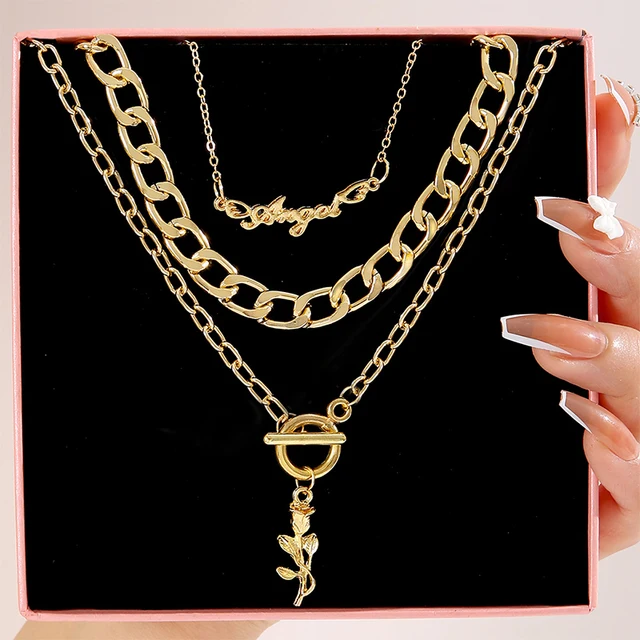 Bohemian Gold Color Necklace Set for Women Butterfly Coin Multilayer Necklaces Metal Choker Sets Pendant Chains Trendy Jewelry 3