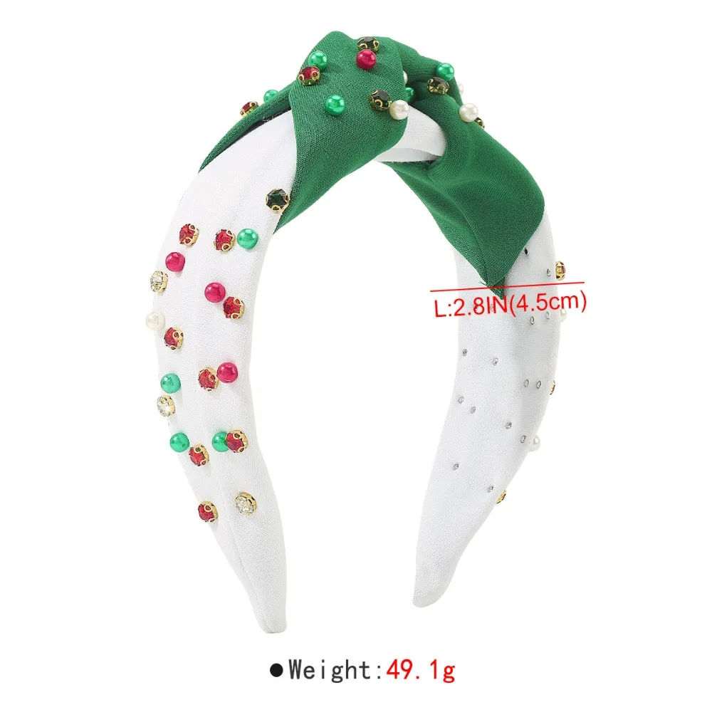 Wide Hairbands Braided Headband Christmas Beads Pearl Rhinestone Hair Hoop Fashion Hair Bands Bezel Headdress Accessories