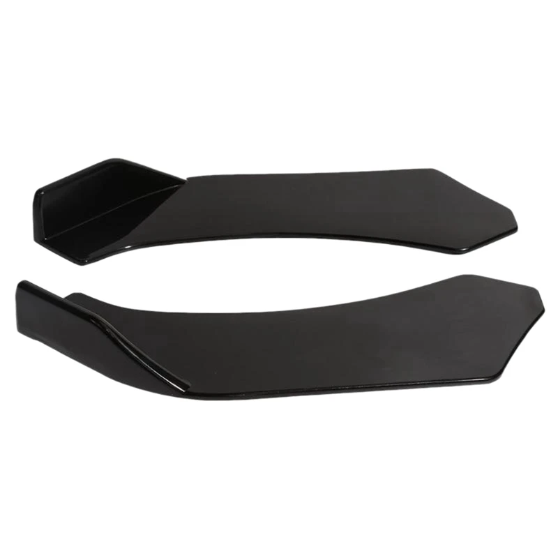 A019-4Pcs Universal Car Front Shovel Bumper Lip Splitter Chin ABS Spoiler Black