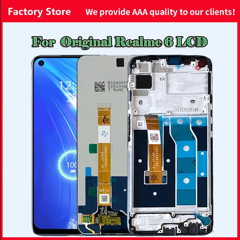 

6.5" Original IPS LCD For Oppo Realme 6 RMX2001 LCD Display Screen Touch Screen Panel Digitizer For Realme 6 Display Frame