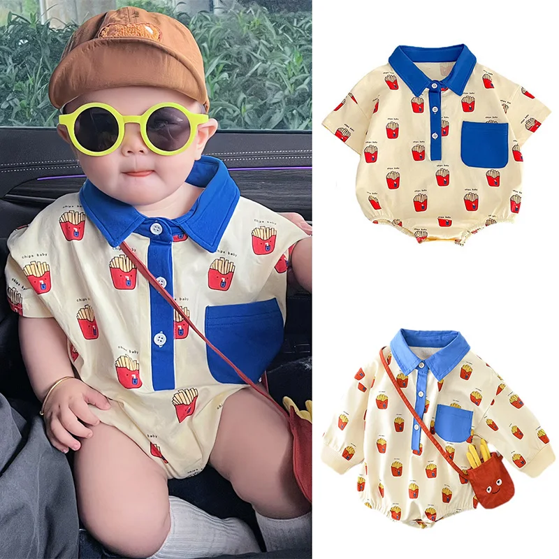 Baby Summer Rompers for Girls Boys Cute Printed Toddler One-Piece Jumpsuit Fashion Korean Infant Overalls Clothing 0-2 Years 1