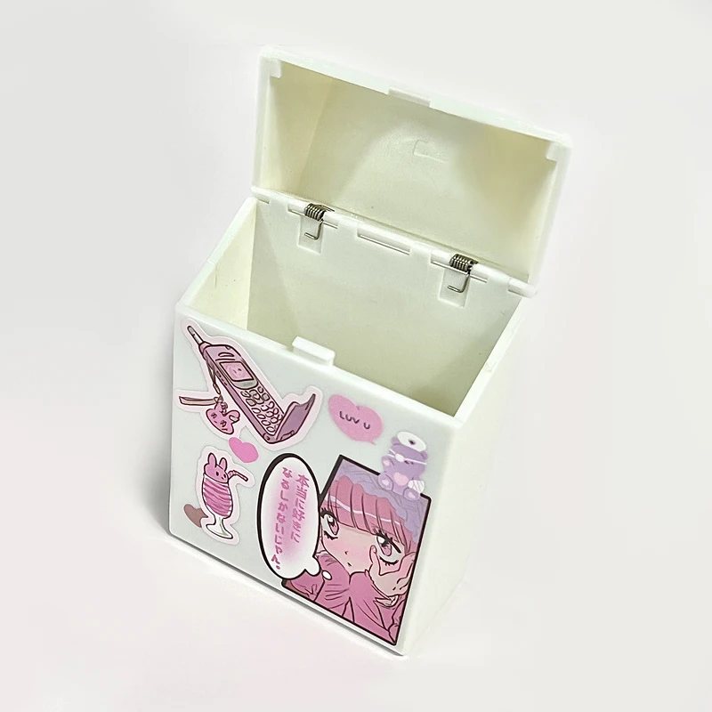 

White Kpop Photocard Storage Box Photo Card Organizer Flip Cover Classification Box Desktop Storage School Stationery Supplies