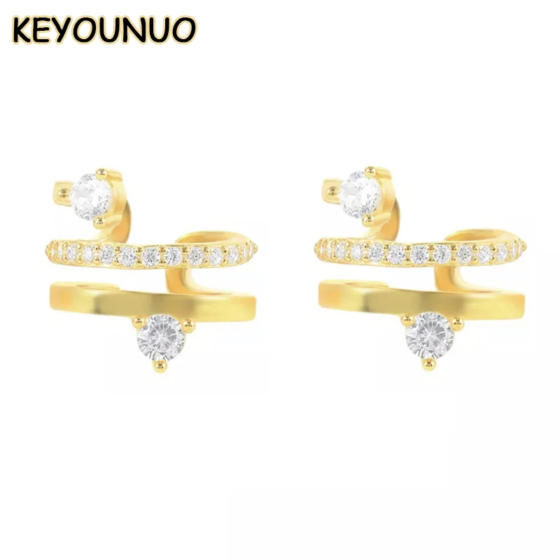 

KEYOUNUO Gold Filled CZ Cilp Earrings For Women White Zircon EarCuffs Earrings Fashion Women's Party Wedding Jewelry Wholesale