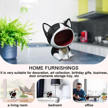 Cat Resin Craft Desktop Candy Storage Tray Container Creative Lucky Cat Storage Ornament Home Office Table Desk Decor 1