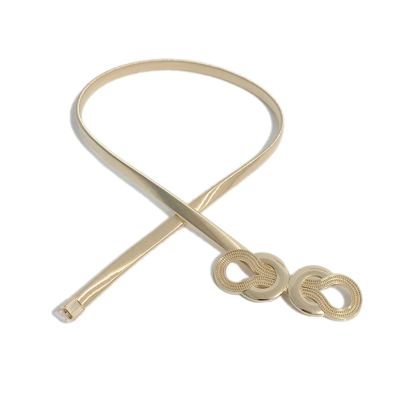 2 Pezzi Cintura Donna Elegante In Metallo Oro - Sottile E Elastica Per Vestiti - Foto 2