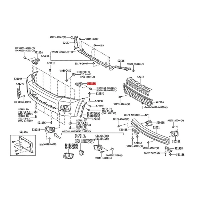 Toyota Sequoia 2007-2021 사이드 범퍼 지지대, 전면 범퍼 브래킷 장착, 52116-0C020, 52115-0C050, 1 쌍