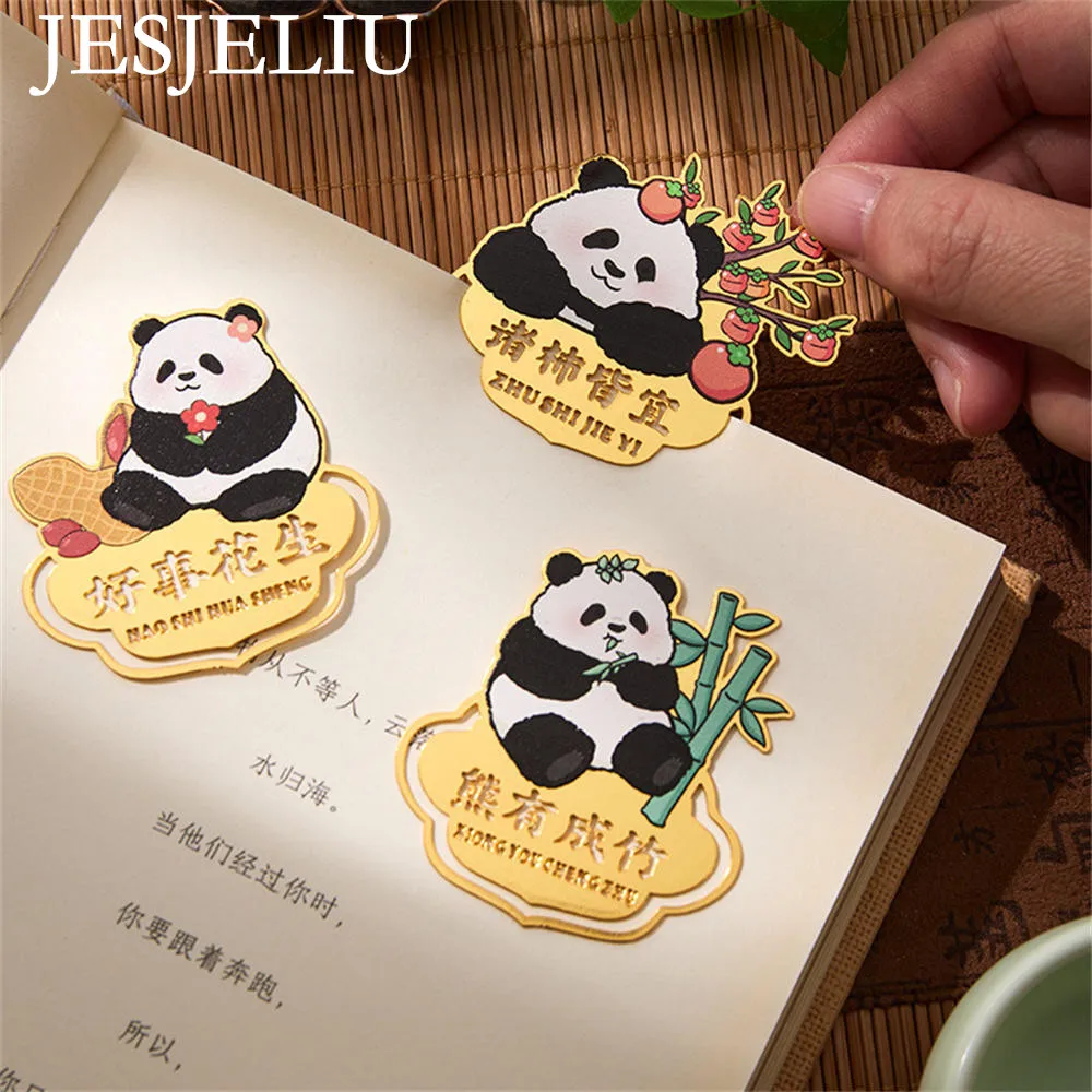 

Metal Cartoon Panda Hollow Bookmark Chinese Style Creative Painted Book Page Marker Kids Stationery Gift School Office Supplies