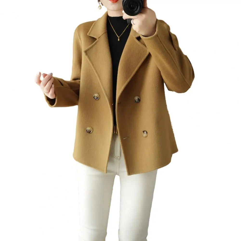 

Lady Woolen Coat Stylish Women's Double-breasted Woolen Coat Warm Loose Fit for Fall/winter for Formal Business Commute Women