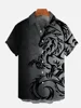 Black Gradient Mythical Beast Dragon Totem Printing Short Sleeve Shirt Short-sleeved Floral Shirt 2024 Casual Loose Shirt 1