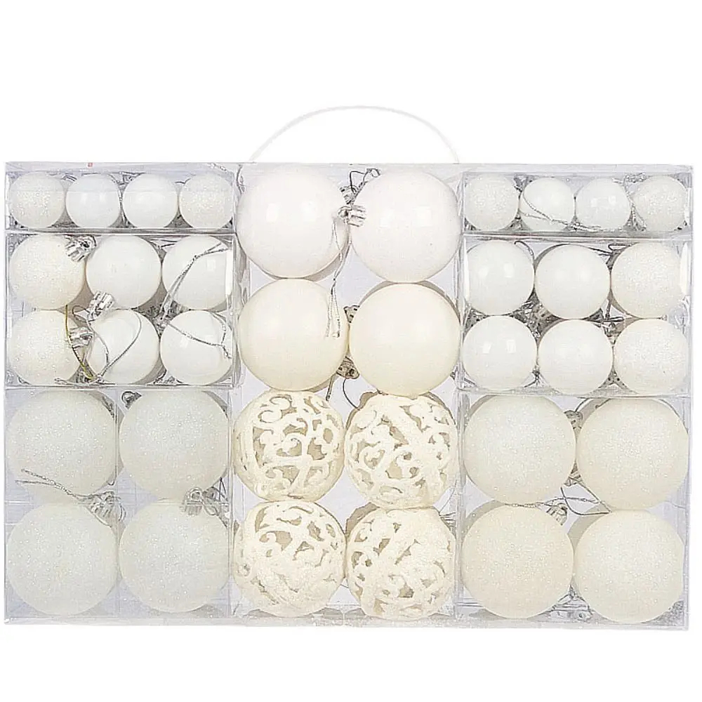 thumbnail image 1 of Juego de 100 bolas navideñas de plástico de moda, 8 cm, 18 colores, bolas de adorno navideñas suspendibles para fiestas, 1 of 5