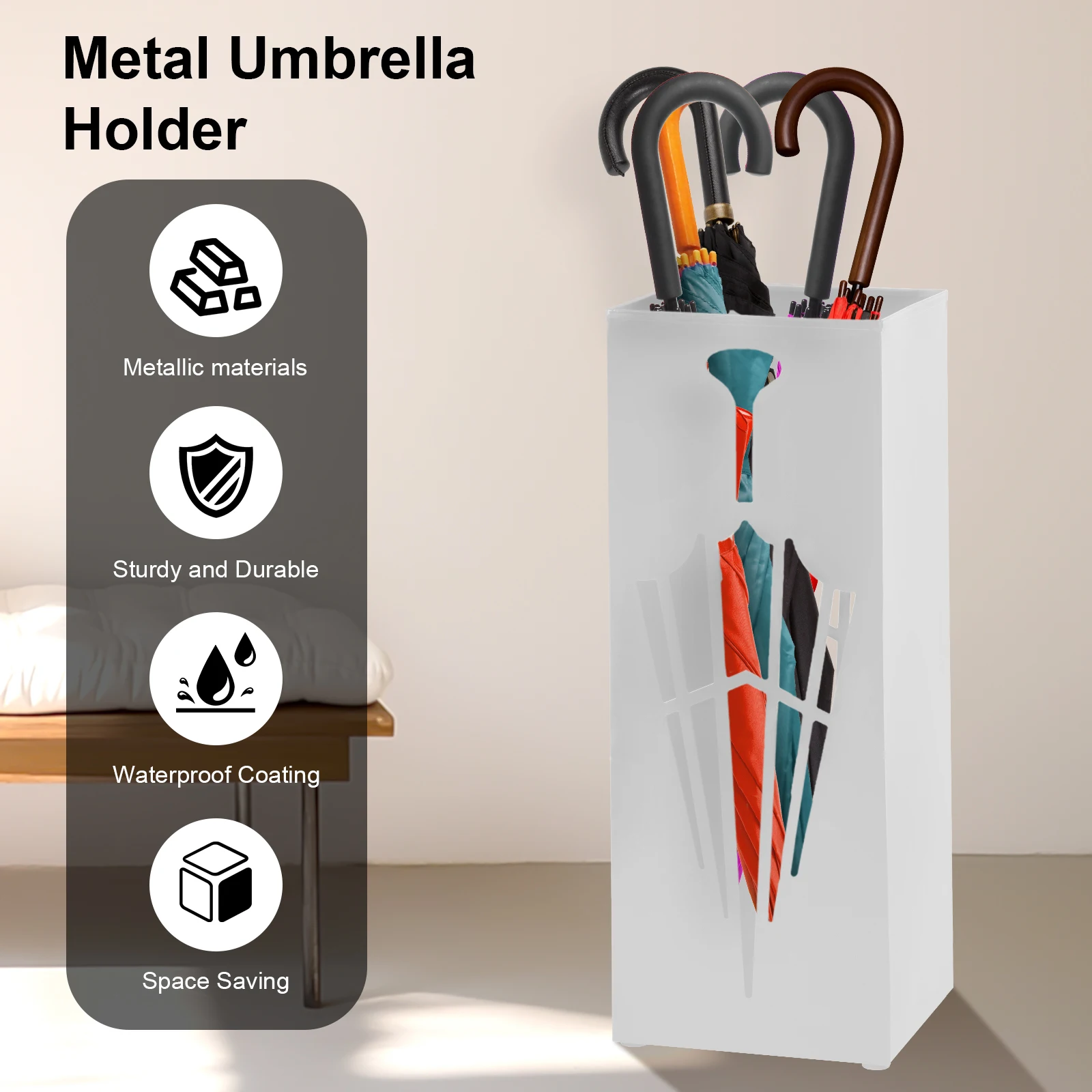 Metal Umbrella Holder Freestanding Square Umbrella Holder Multipurpose Decorative For Home Entryway Office Hotel