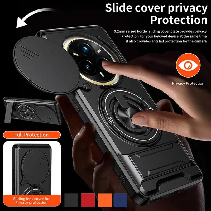 Armor Phone Case with Lens Protection and Magnetic Ring Stand Holder