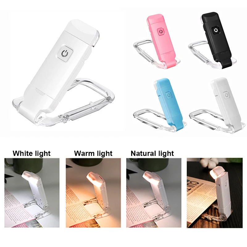 USB Rechargeable Adjustable Brightness LED Clip-On Bookmark Reading Light