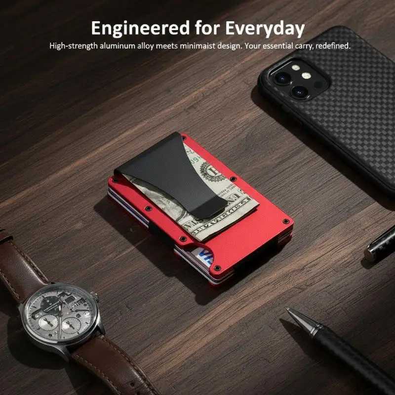 Slim RFID Minimalist Wallet with Money Clip – Anti-Theft Design