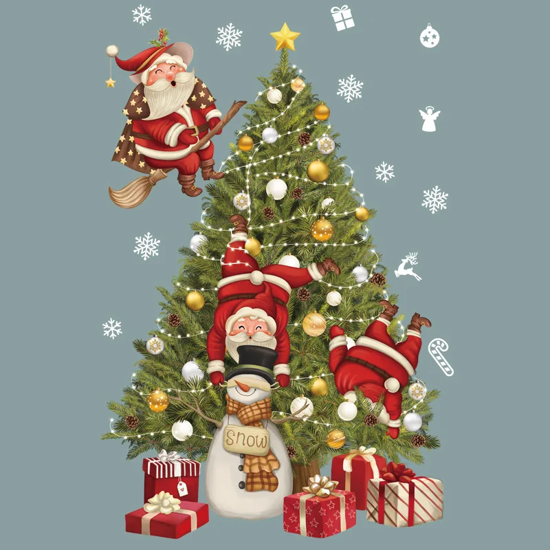 Description Picture 3 of itemNew Christmas Decoration Window Stickers Santa Gifts Merry Christmas Mirror Sticker Xmas Tree Window Glass Sticker New Year 2025