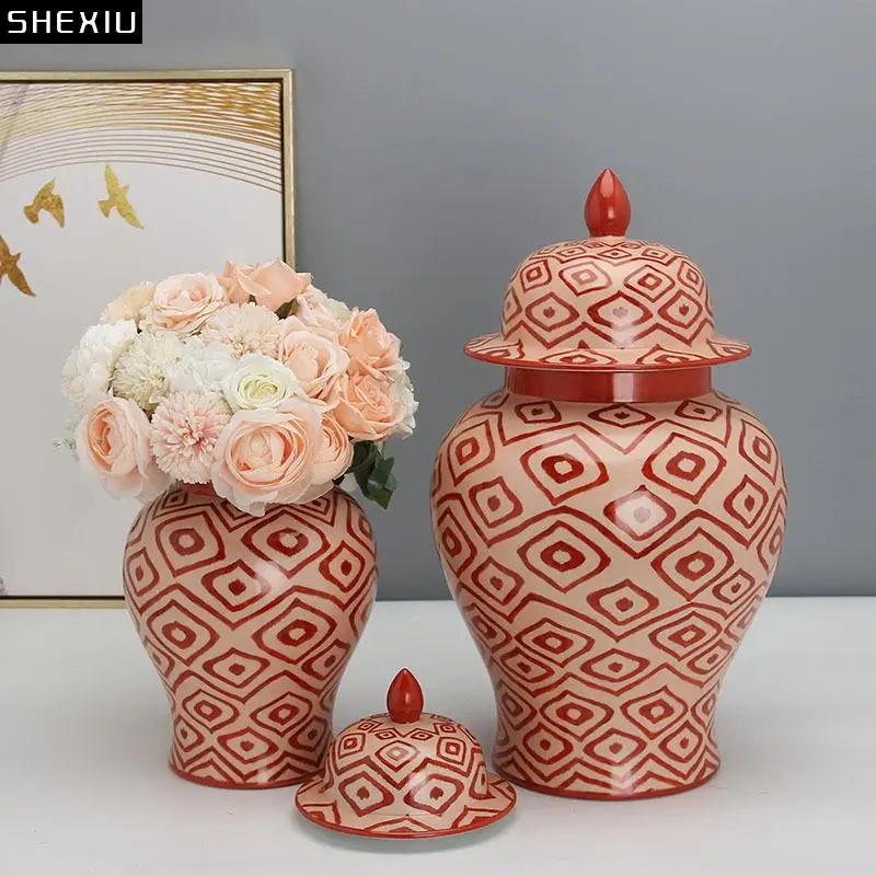 

Abstract Texture Ceramic General Jar with Lids Vintage Home Decor Flowers Vases Desk Decoration Jewelry Jars Cosmetic Containers