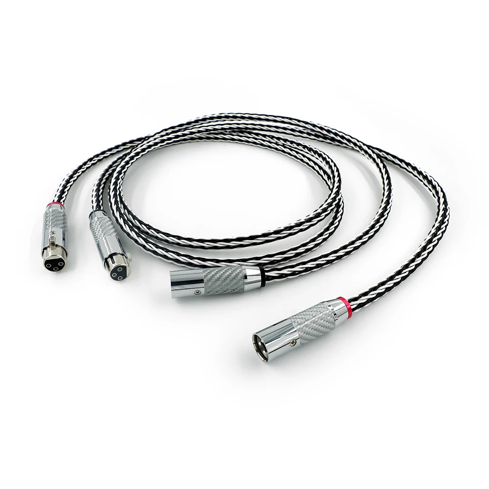 

Высококачественный Hi-Fi XLR кабель 16 нитей 7N OCC посеребренный 8 мм провод черный углеродное волокно XLR сплиттер аудио сбалансированный кабель