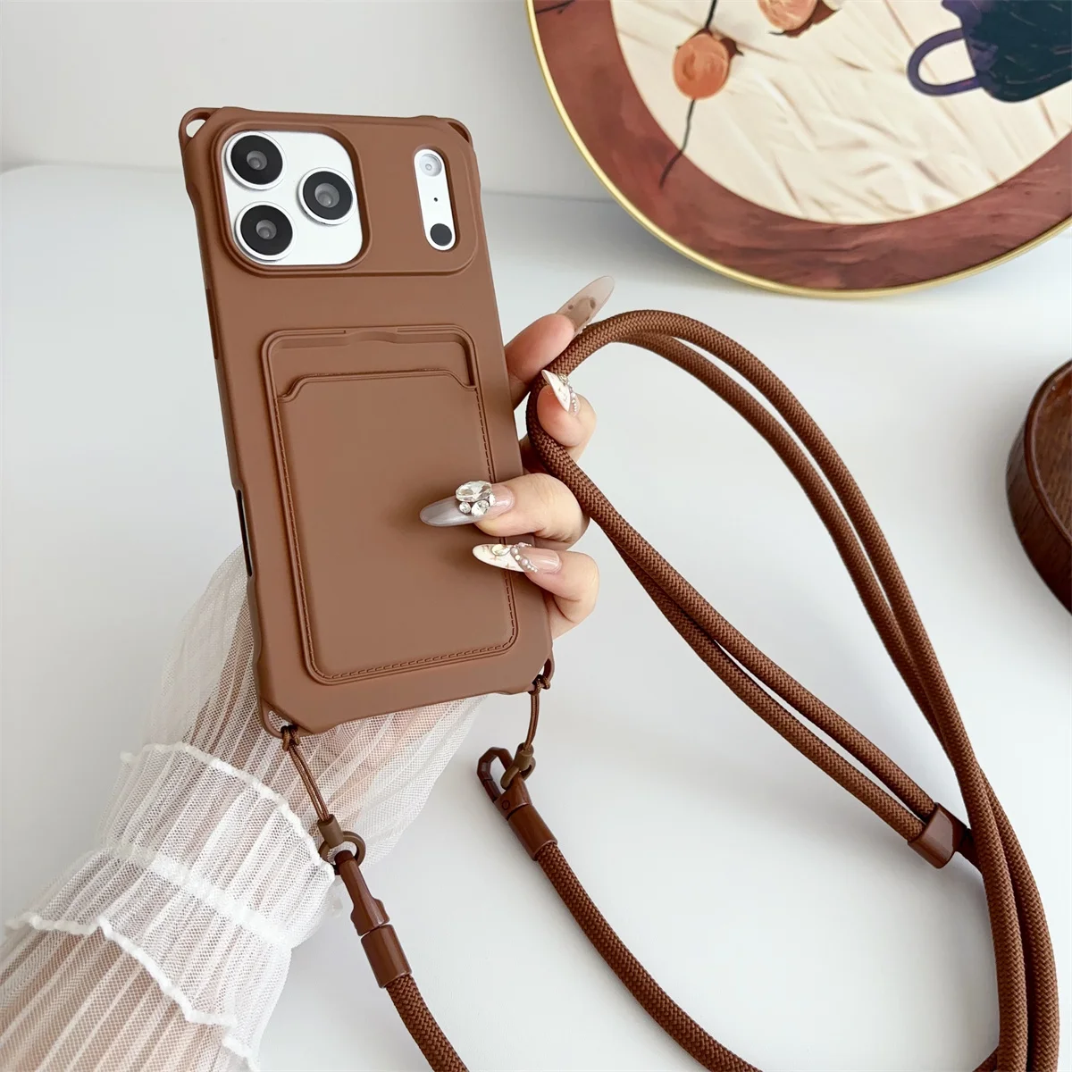 Soft Silicone Crossbody Phone Case with Strap and Card Holder
