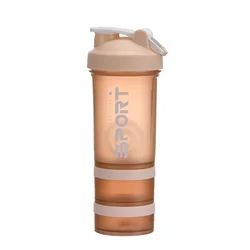 500ML Leakproof 3-Layer Sports Shaker Bottle for Outdoor Travel - BPA-Free Plastic Drinkware (Yellow Bottle)