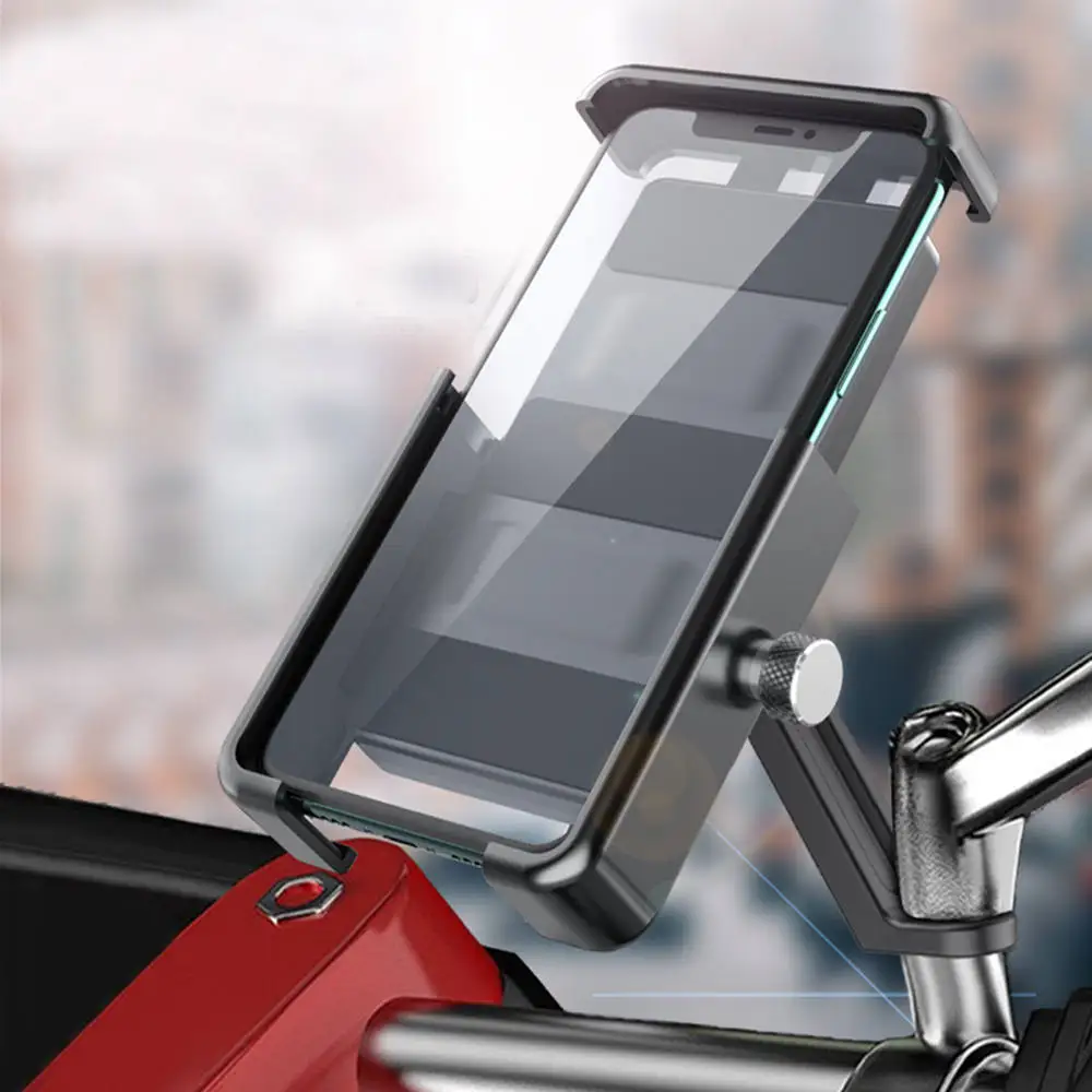 Motorcycle Bicycle 360°Rotating Mobile Phone Holder Handlebar Rear Mirror Lever Support Stand SmartPhone Bicycle Cycling Bracket