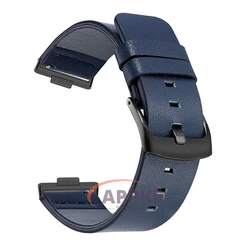 Premium Leather Strap Replacement for Smartwatches - Elegant and Durable Watch Accessory (Blue black)