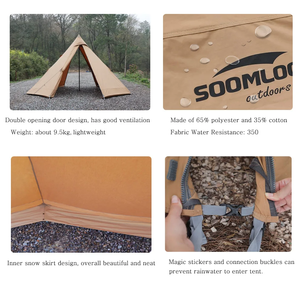 Soomloom 8 Sides Pyramid Tent Fire Retardant Camping Tent