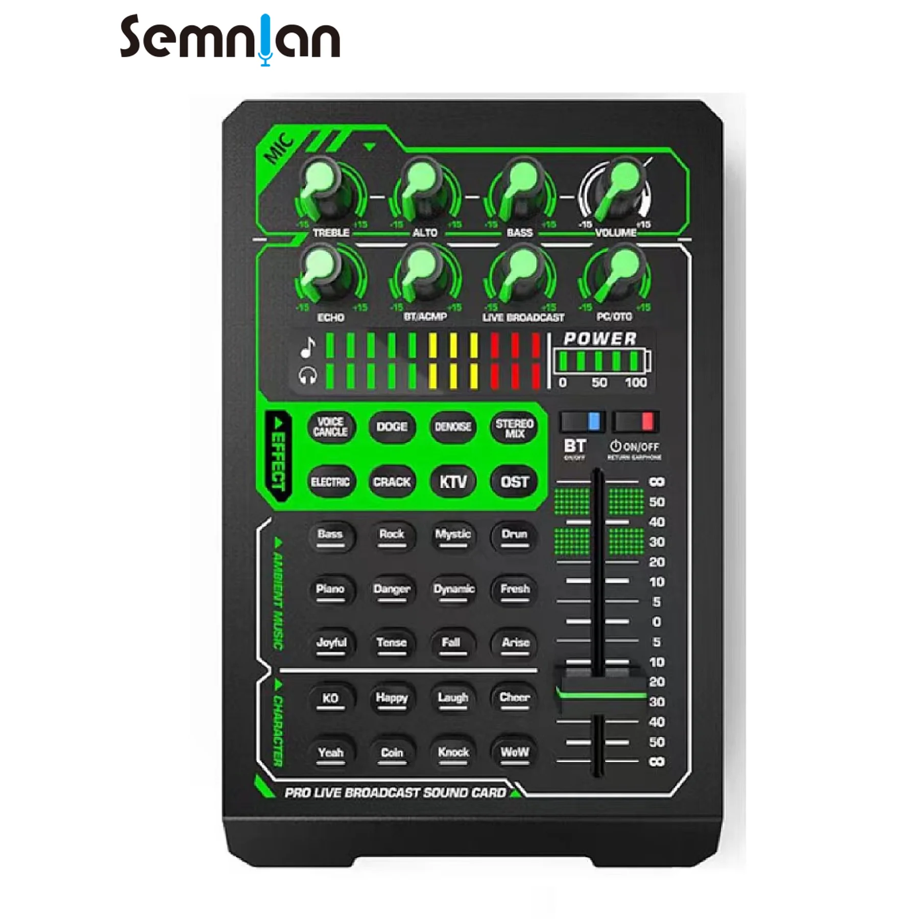 

SEMNLAN Professional UHF Wireless Microphone System Noise Reduction New Generation Of Gamer Live Broadcast Bluetooth Sound Card