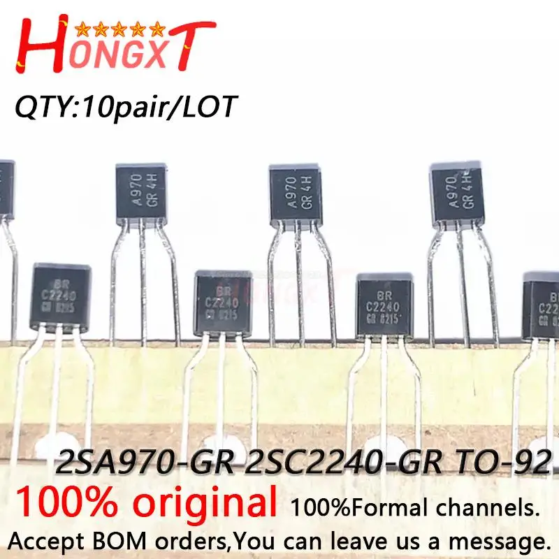 

10 пар 100% новый 2SA970-GR 2SC2240-GR 2SA970-BL 2SC2240-BL 2SA970 2SC2240 A970 C2240 TO-92 аудио Триод.