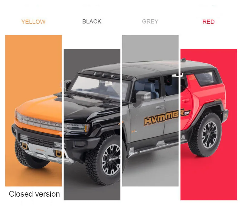 1:32 Gmc Hummer Ev Suv Alloy Car Model Diecasts Metal Off-Road Vehicles Sound Light Open And Closed Canopy Toy Model Kids Gift
