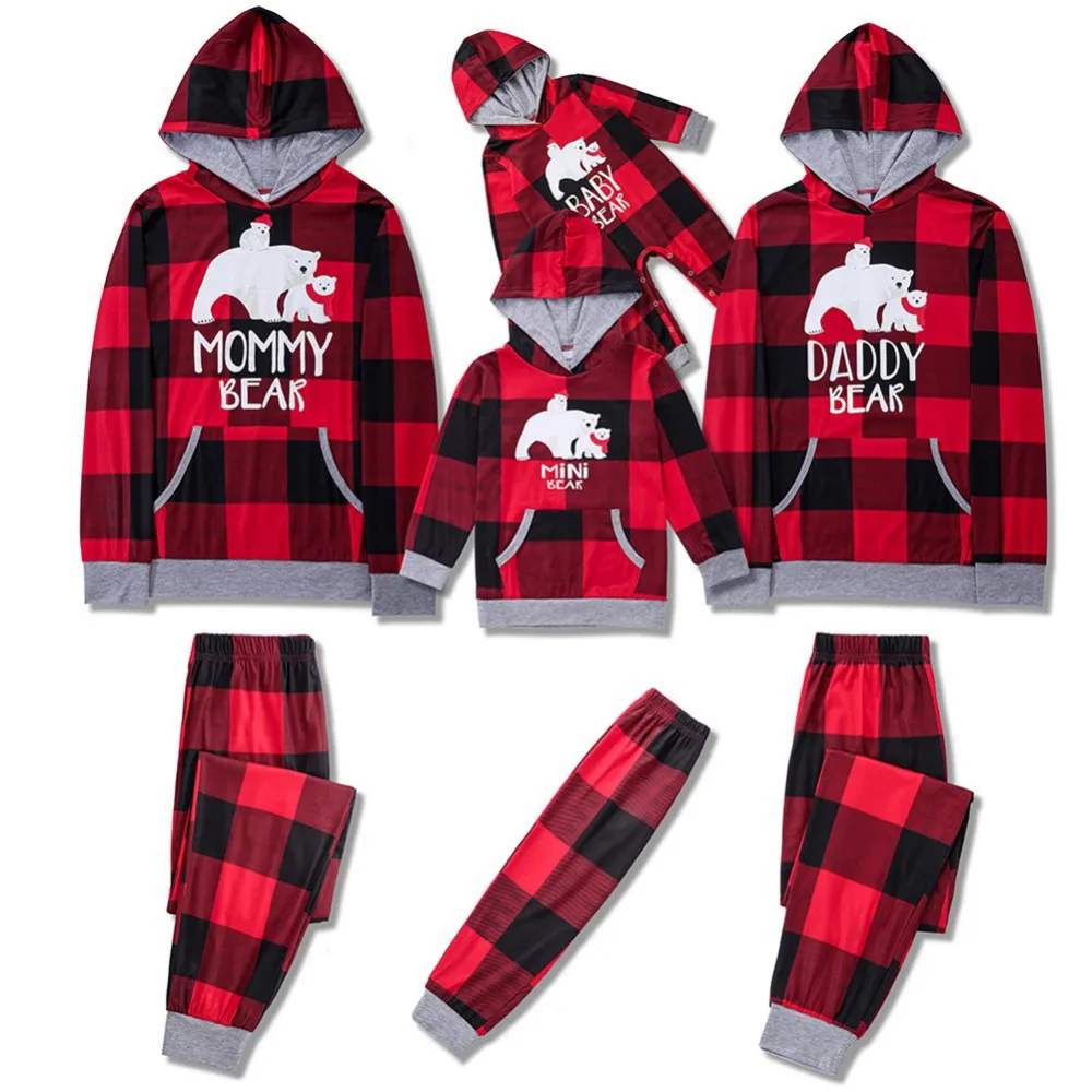 thumbnail image 1 of Conjuntos navideños familiares a juego, pijamas con estampado de alce, ropa de dormir con capucha, lindo mameluco para bebé, ropa de casa para padre, madre e hijos, 1 of 5