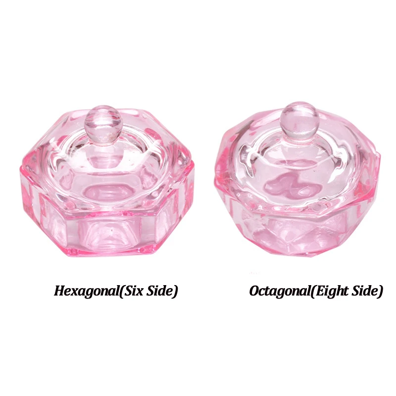 1 Pc Pink Glass Crystal Cup Acrylic for Professional Nails Heart Dappen Liquid Crystal Pwder Clear Acrylic Liquid Monomers Tools 2