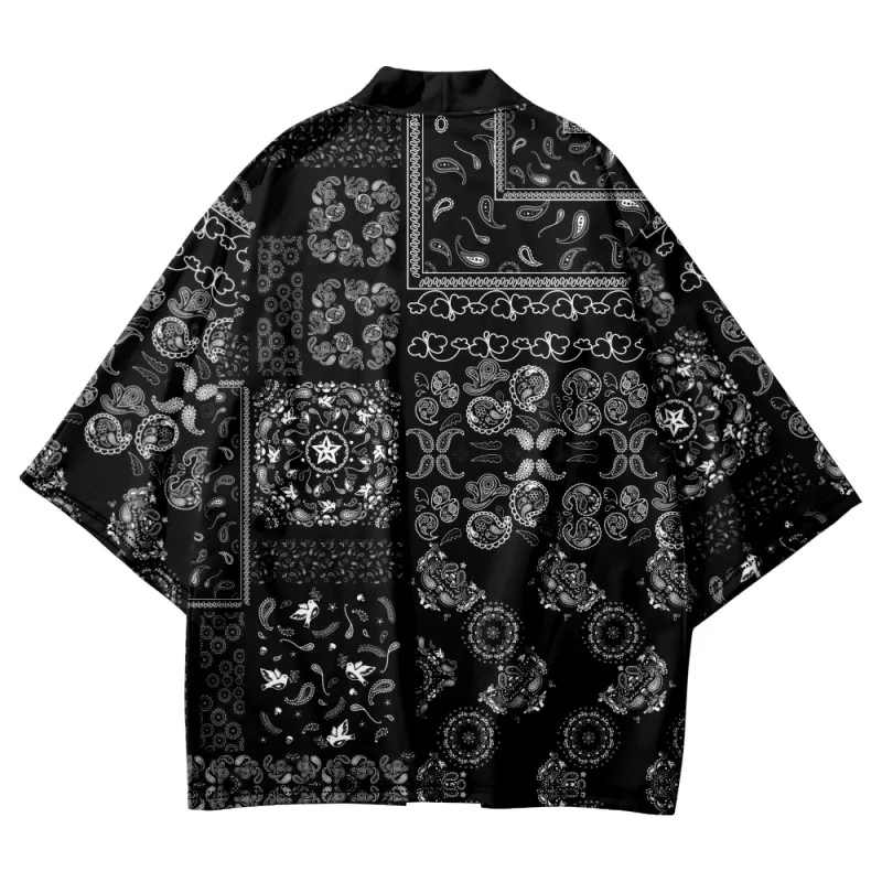 

Summer Cashew Splicing Printed Black Loose Japanese Streetwear Casual Women Men Kimono Beach Shorts Yukata Harajuku Cardigan