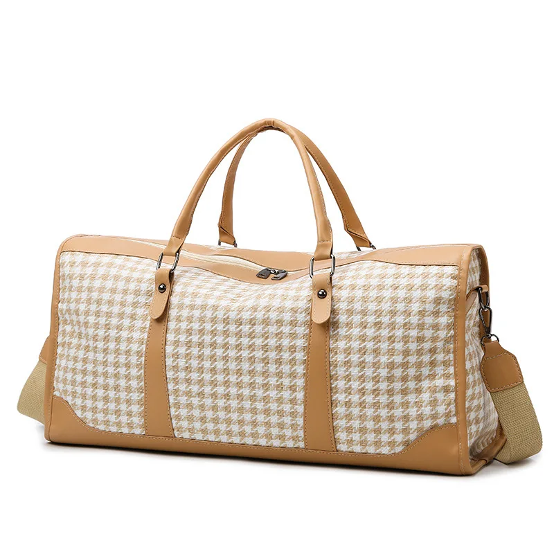 Oxford Houndstooth Travel Duffle Bag Large Capacity Women Fitness Sports Bag Luxury Hand Luggage Bag Fashion Design Weekend Bag
