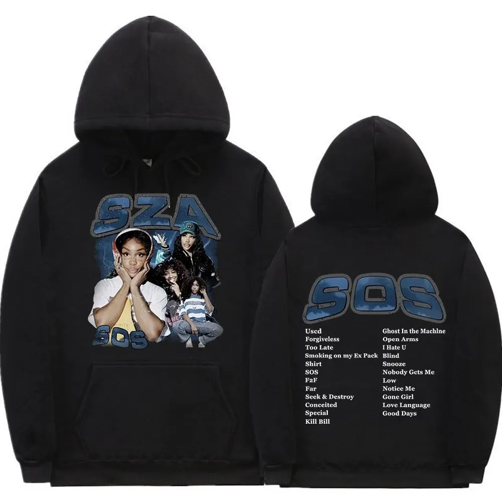 

SZA Music Album SOS Graphic Hoodie Men Women Fashion Vintage Oversize Hoodies Hip Hop Streetwear Casual Hooded Sweatshirts Coat