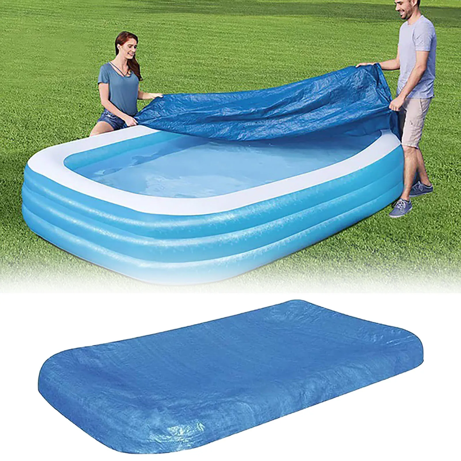 Pool Cover Thickened PE Woven Tarpaulin Rain Cloth Cover Cloth Square Pool Protective Kids Blow up Rectangle