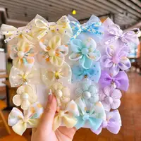10Pcs/Set Cute Bows Baby Hairclips Lace Flower Children Girls Hairpins Hairdresses Baby BB Clip Gifts 2