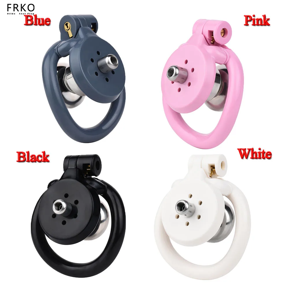 FRKO ABS Pink Flat Chastity Cage Abstinence Anti-Cheating Chastity 정조대 Men's Penis Cage with 4 Size Rings Sissy Male Sex Toys 18