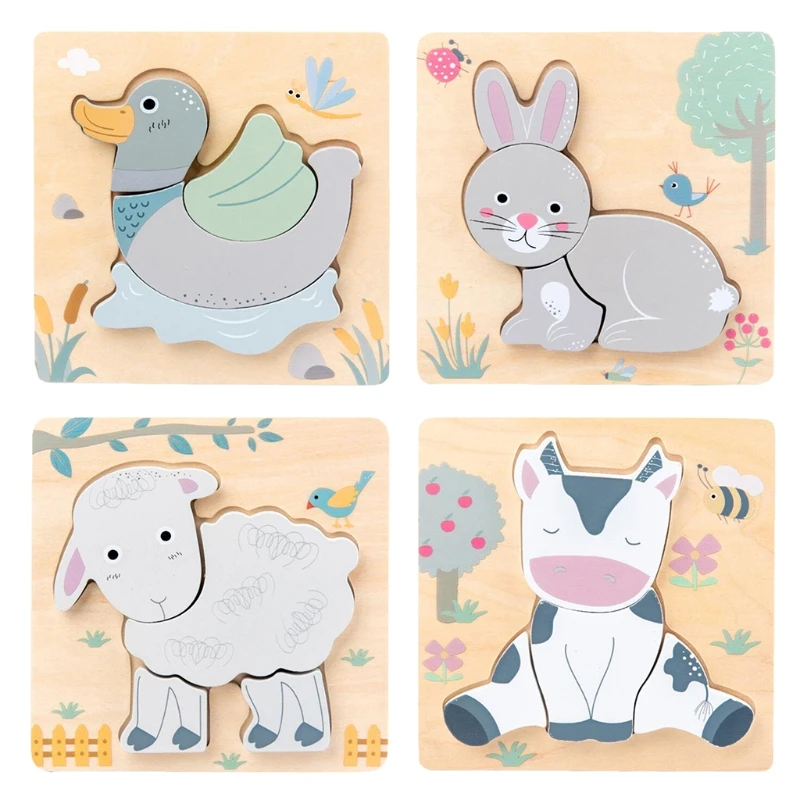 

Cartoon Animals Shape Animals Creative Toy Diy Three-dimensional Model Wooden Puzzle Toy for Children Preschool