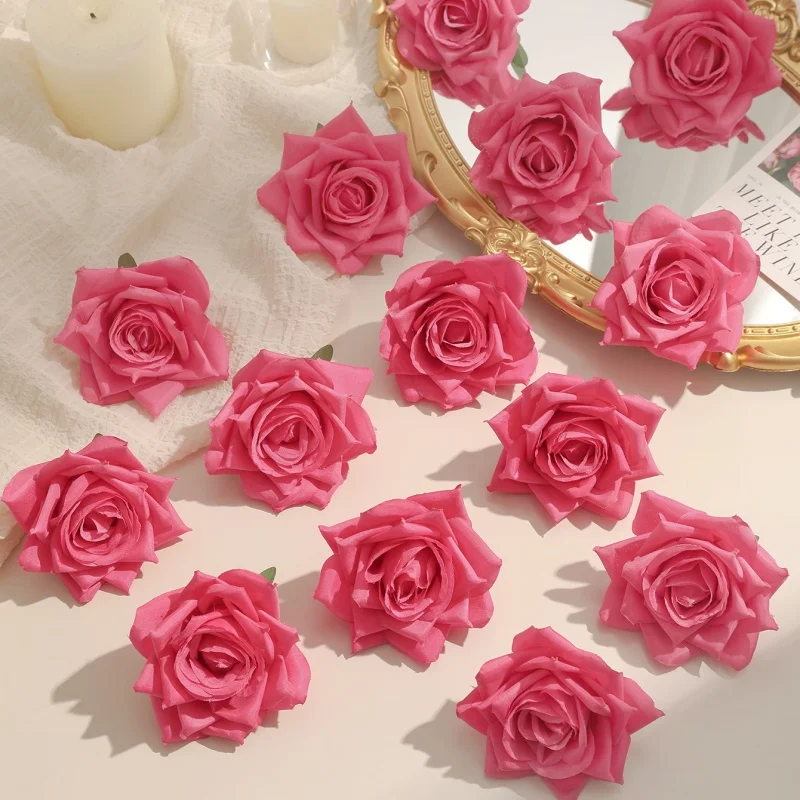 5/10Pcs Rose Künstliche Blumen 6CM Gefälschte Blume Für Wohnkultur Hochzeit Ehe Dekorationen Ornamente Handwerk Girlande zubehör