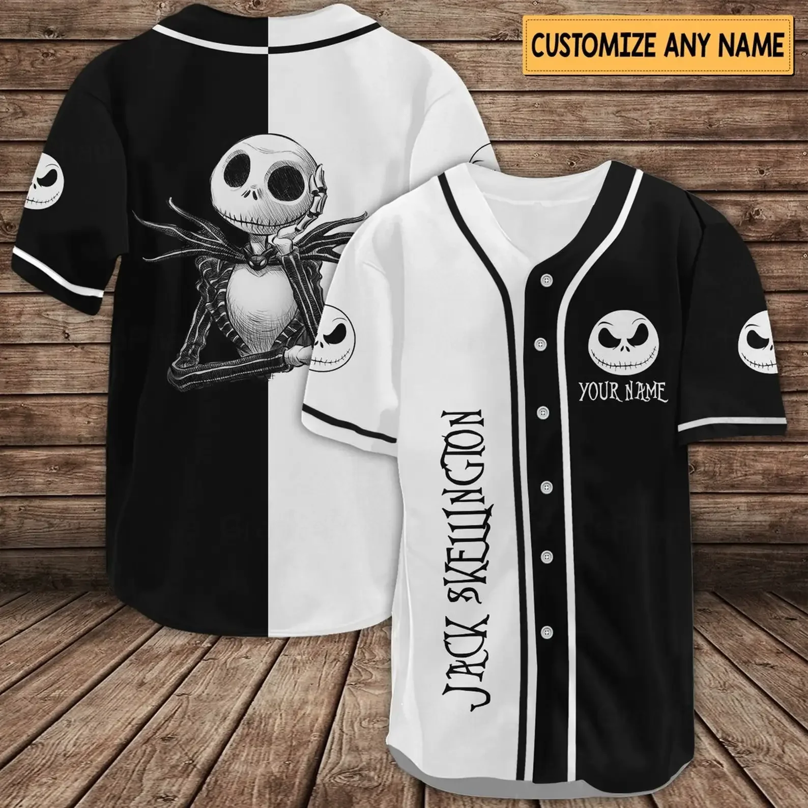 

Бейсбольная Джерси Jack Skellington, Мужская Джерси с коротким рукавом, Джерси Диснея Джек и Салли из «Кошмар перед Рождеством», бейсбольная Джерси