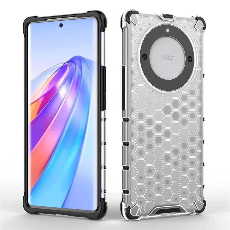 Honeycomb Shockproof Armor Case - Translucent Protective TPU PC Cover