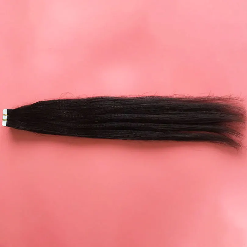 Skin Weft Malaysian Hair Yaki Straight Human Hair Tape In Extensions 40 Pieces Per Pack 8-30inch Black Brown