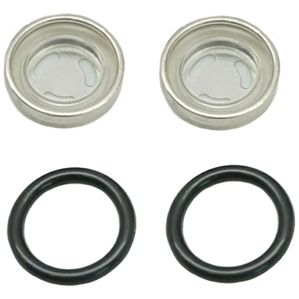 2Pcs Universal 18mm Motorcycle Sight Glass Oil Sight Glass Seal Iron Rubber For Brake Pump Brake Cylinder