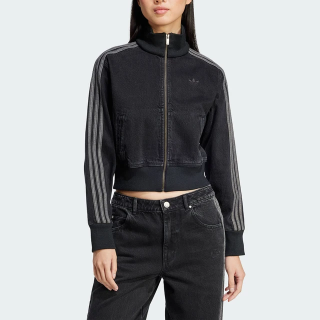 Adidas Originals Trefoil Veste courte classique en denim à col montant pour femme JD3110 1