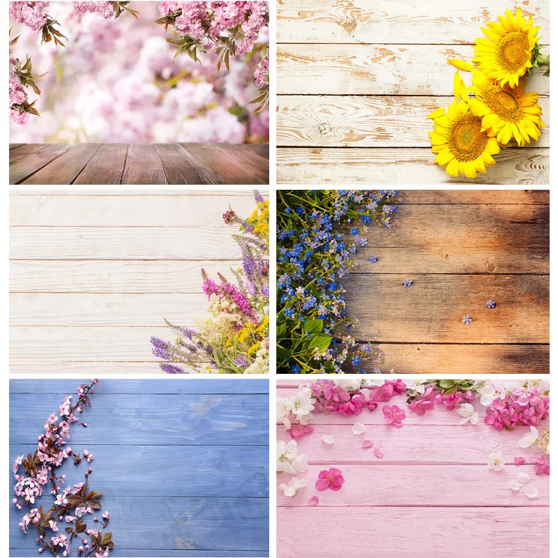 

Vinyl Custom Photography Backdrops Props Flower Wood Planks Photo Studio Background 21710 CHM-13