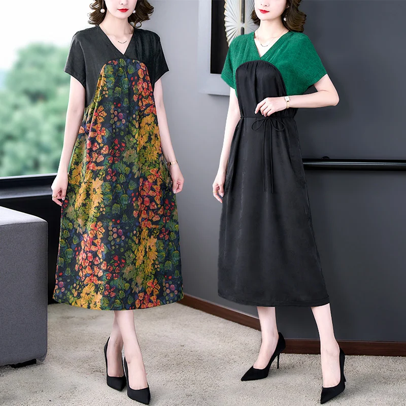 

Summer 2023 High Quality Mulberry Silk Reversible Clothes Runway Vintage Midi Dress Elegant Women Bodycon Vestido