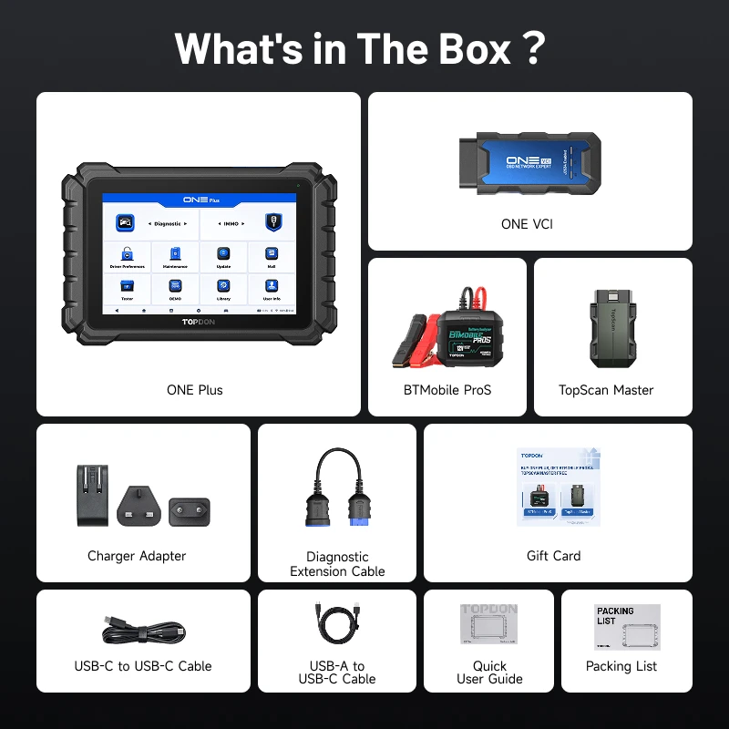 탑돈 원 플러스 유니버셜 자동차 진단 스캐너 (OBD2 지원 ECU 코딩 및 전체 시스템 진단 기능 포함)