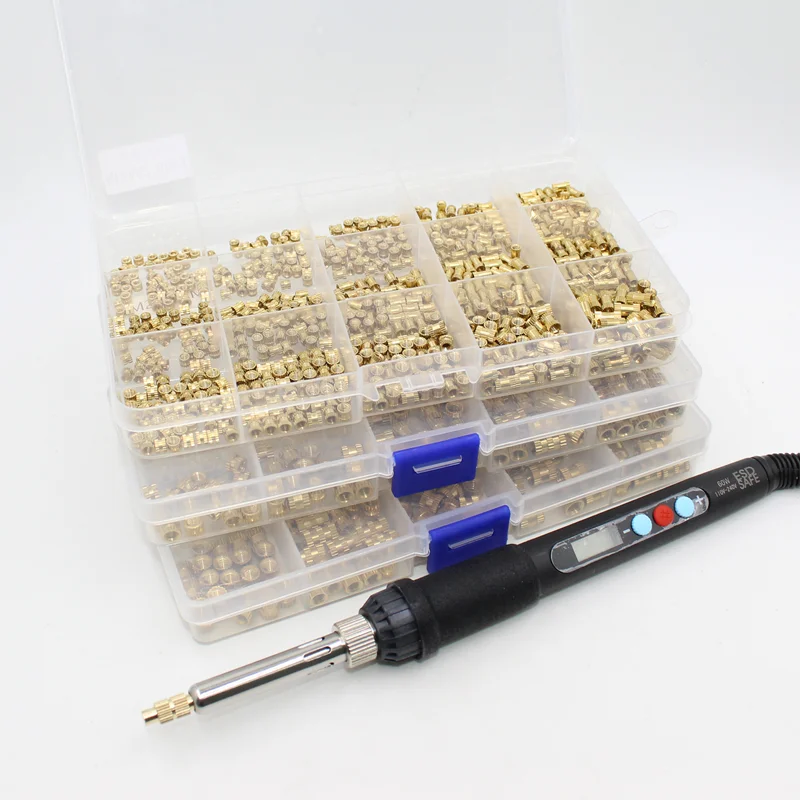 Description Picture 2 of itemSolid Brass Injection TS100 Soldering Iron Tool M2 M3-M8 Hot Melt Knurled Thread Injection Brass Hot Melt Insert Nut 3D Printer